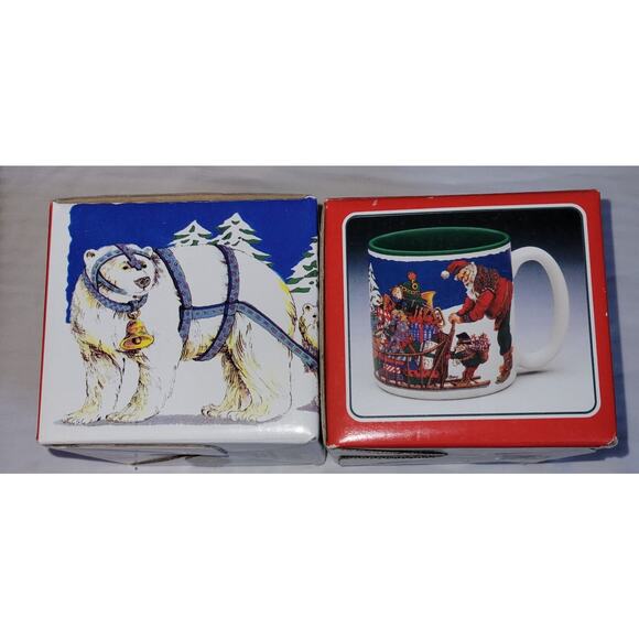 Vtg Christmas Cups (2) Potpourri Designs Santa Mug-An Arctic Cmas 1994 CoffeeCup - Picture 3 of 12